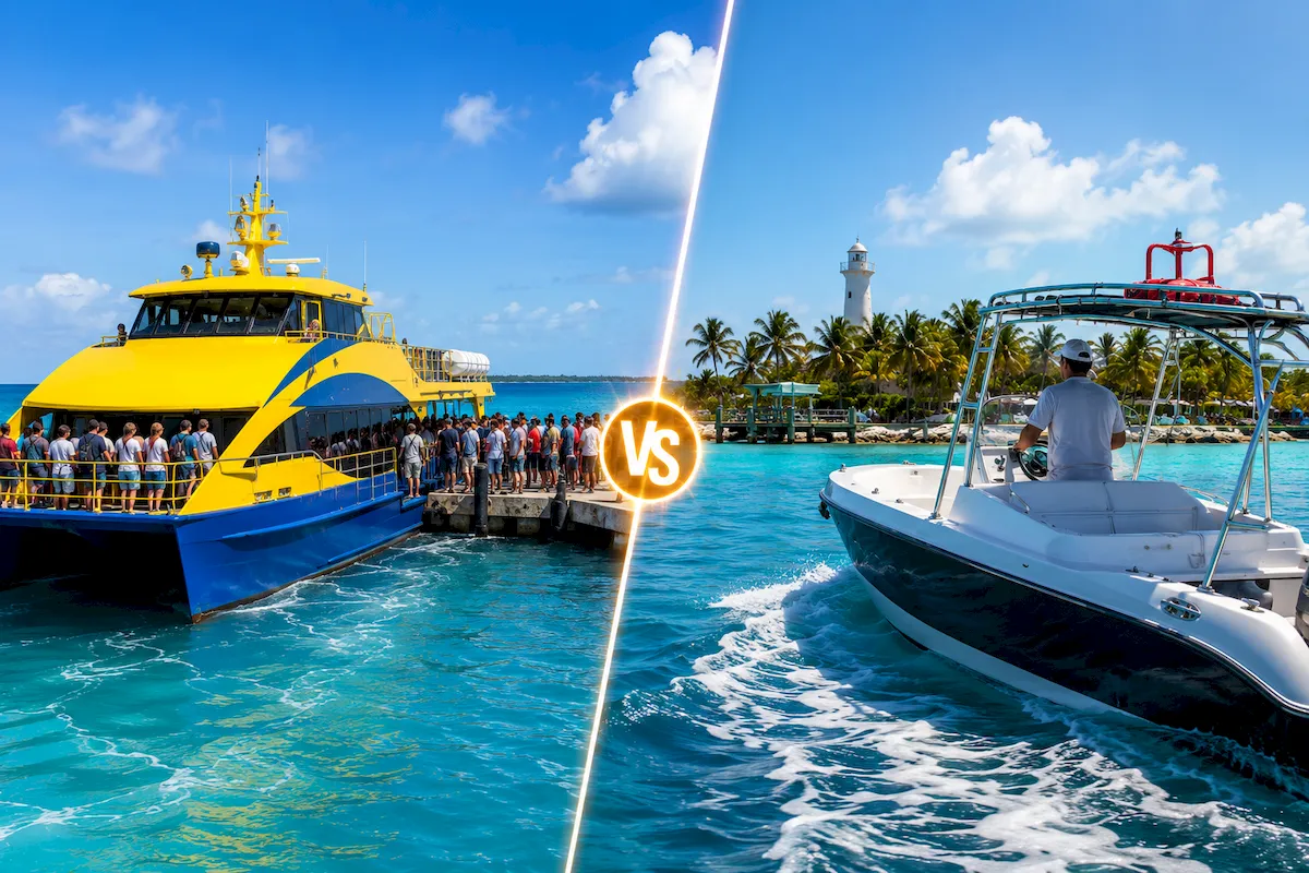 Passenger ferry and private boat transfer options to Isla Mujeres