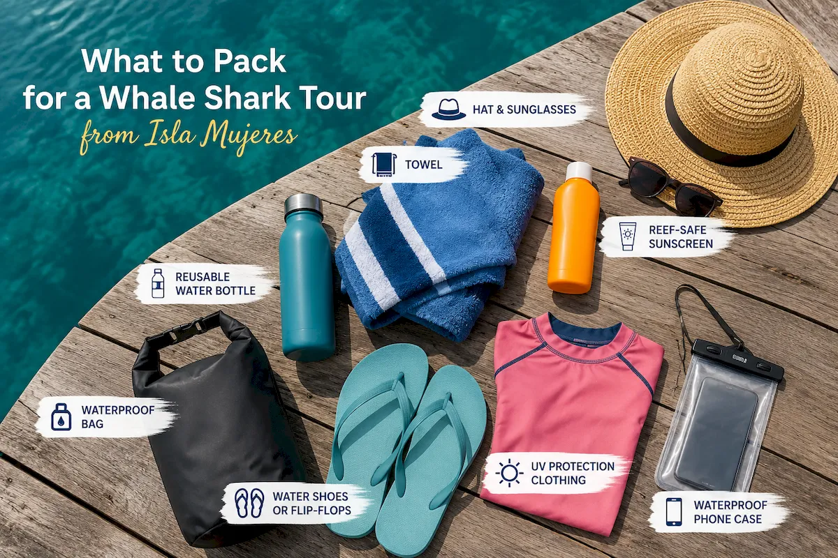 Illustrated whale shark tour packing checklist