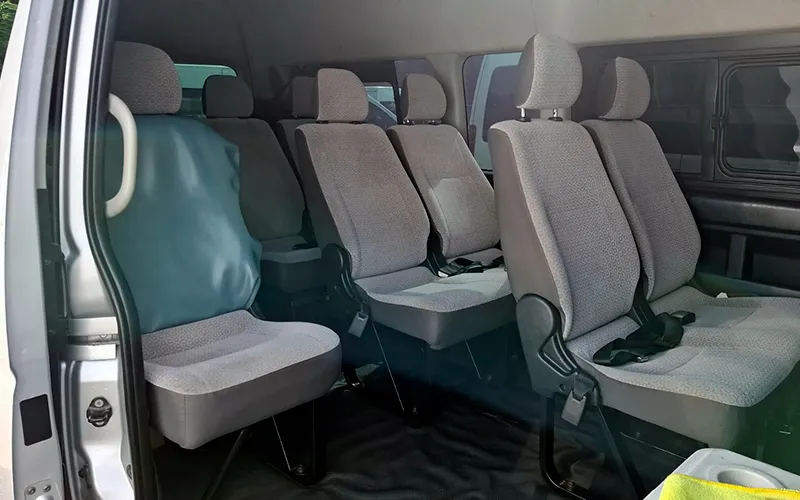 Passenger seating inside one of the ground transfer vans
