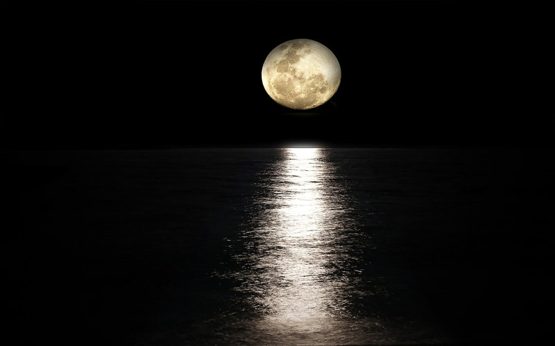 Moonlight reflected across the Caribbean near Isla Mujeres